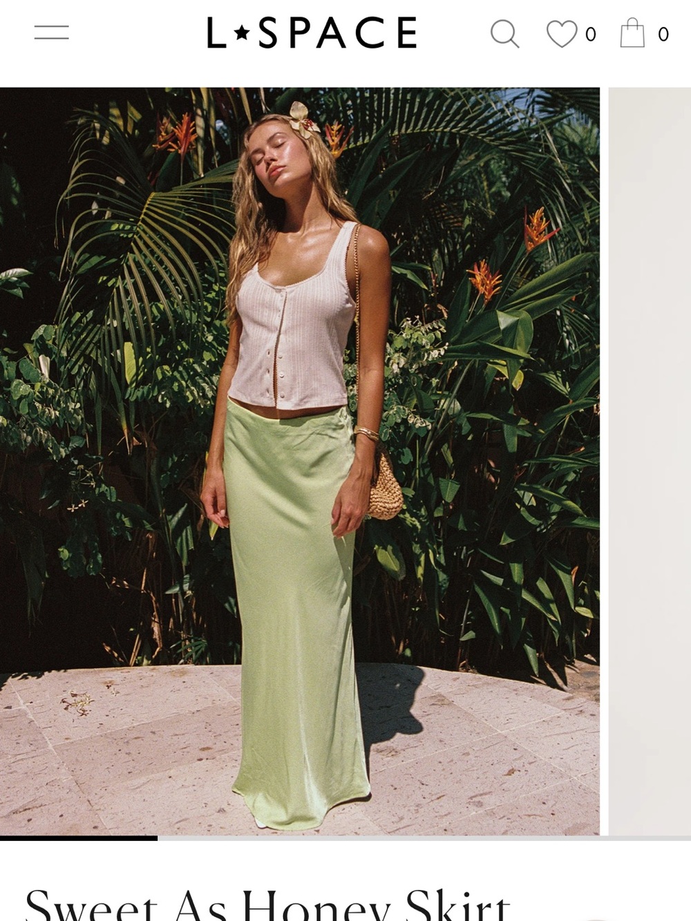 L*SPACE Sweet As Honey Satin Maxi Skirt - Pale Green
